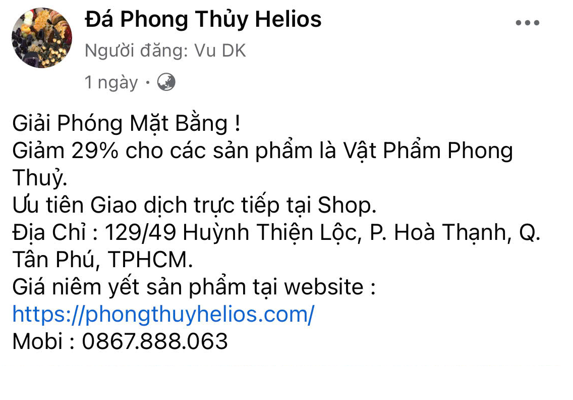 Giải Phóng Mặt Bằng !  Giảm 29% cho các sản phẩm là Vật Phẩm Phong Thuỷ.  Ưu tiên Giao dịch trực tiế